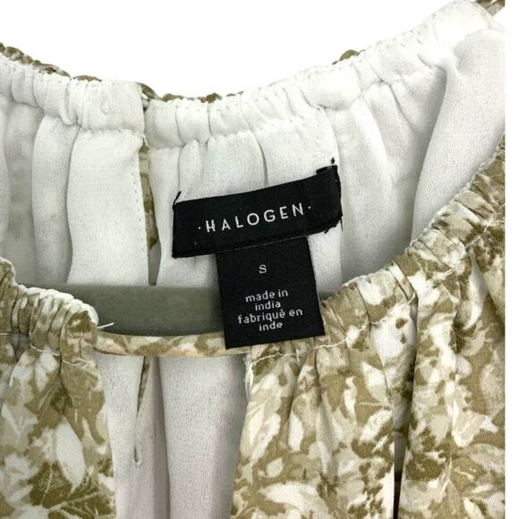 Halogen Sleeveless Lined Floral Halter Top Tan Size Small NWOT - Picture 4 of 8